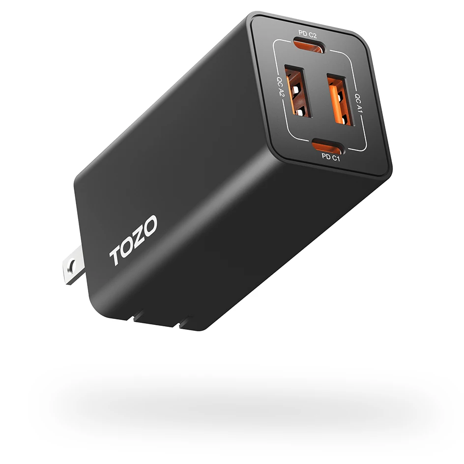 

TOZO C2 USB C 65W Fast Foldable Wall Charger PD Power Adapter 4 Ports Compatible With MacBook Pro/Air, iPad Pro,Laptops