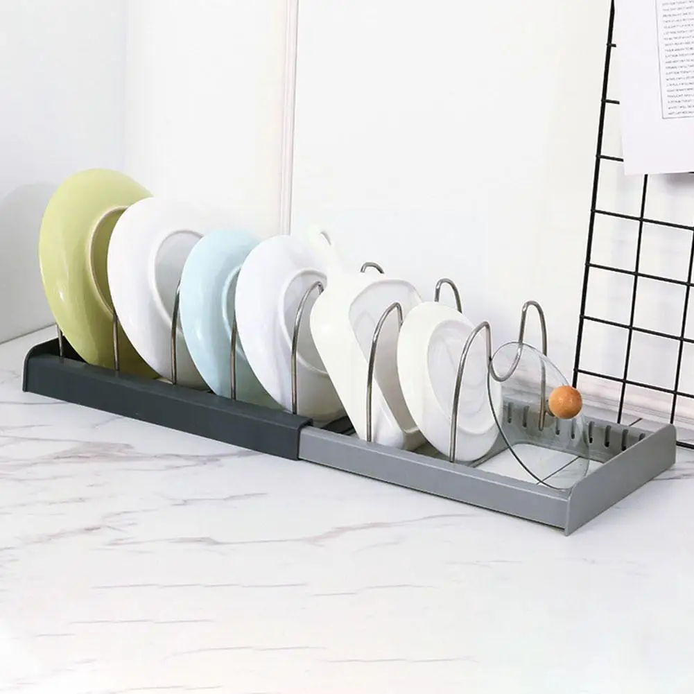 

Retractable Home Kitchen Storage Rack Pan Cover Storage Pans Lid Organizer Rack Holders Cabinet Pots Accessories Shelf Kitc H5b5