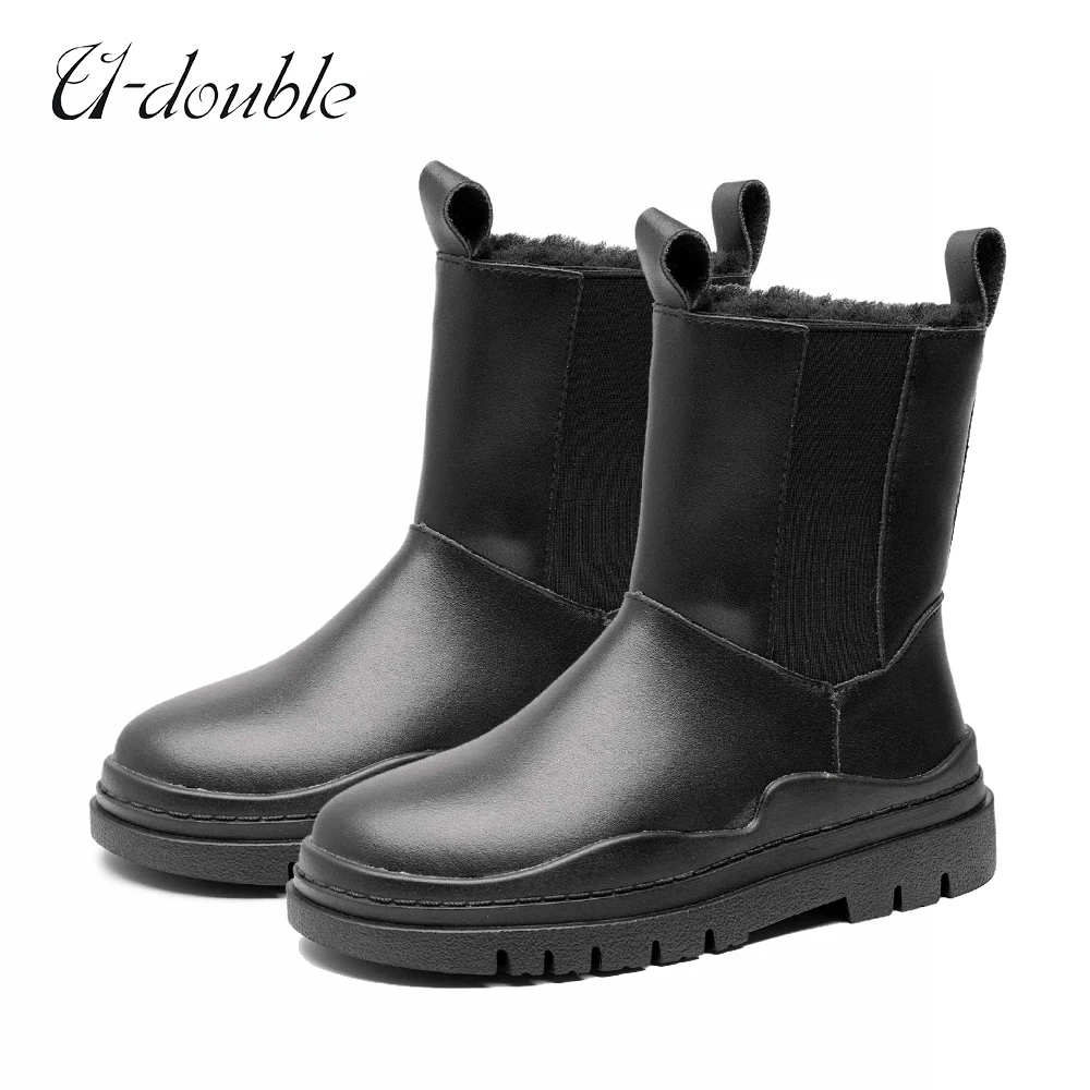Waterproof Winter Snow Boots for Women 2022 Patent Leather Platform Thicken Warm Plush Ankle Boots Warm Cotton Outdoor Shoes