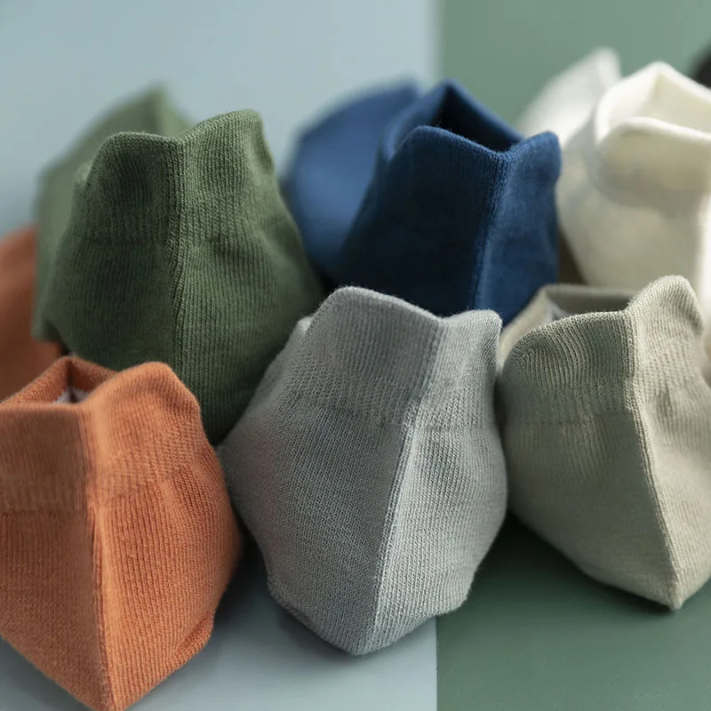 10 Pair Men's Cotton Mesh Ankle Socks Summer Solid Color Casual Short Mouth Slippers Boat Socks Non-Slip Men's Socks Gift Set