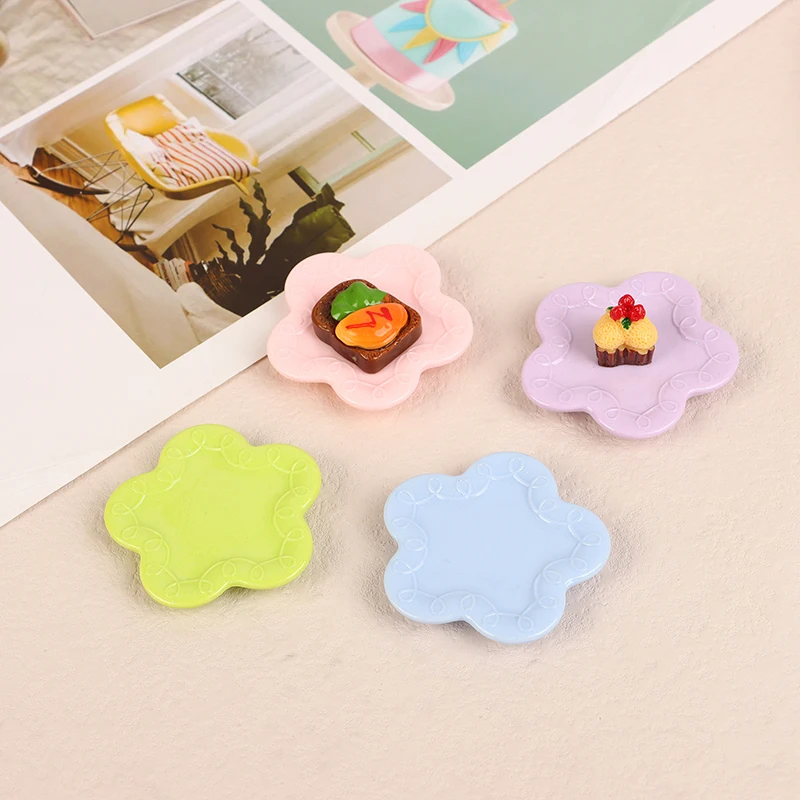 5 шт. 1/12 тарелки в форме цветка для кукольного домика миниатюрное кухонное