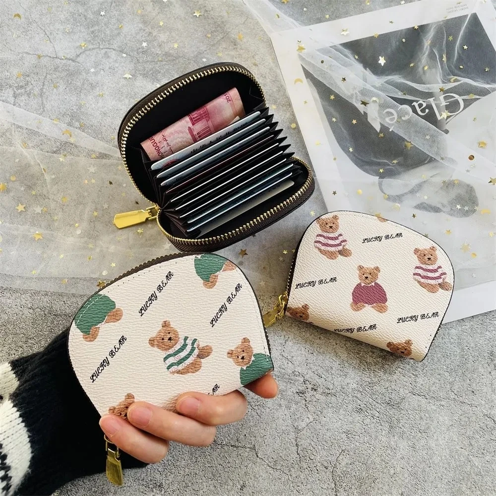 

Cute Cartoon Bear Design Wallets Zipper PU Leather Female Card Holder Wallet Fashion Woman Small Zipper Wallet with Coin Purse