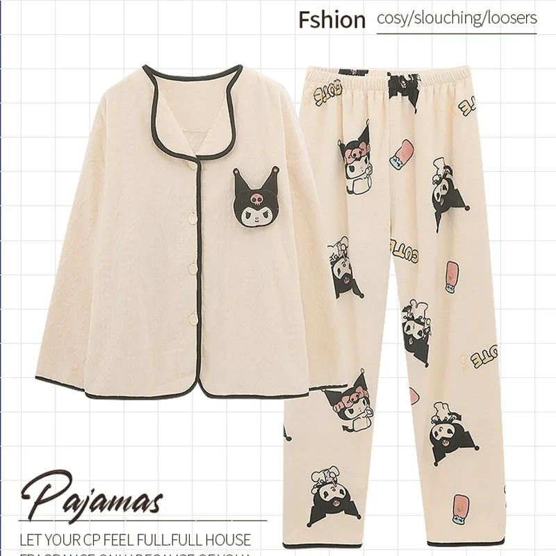 Фланелевая пижама Sanrios Pochacco в стиле аниме Kawaii Cinnamoroll женская осенне-зимняя милая