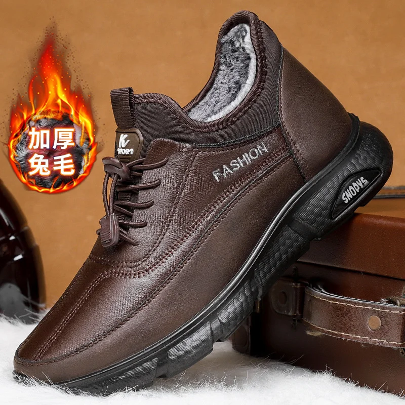 Cotton shoes casual warm snow boots men Winter Plush Boots Men Warm Snow Ankle Boots Man High Quality Action Leather Sneakers