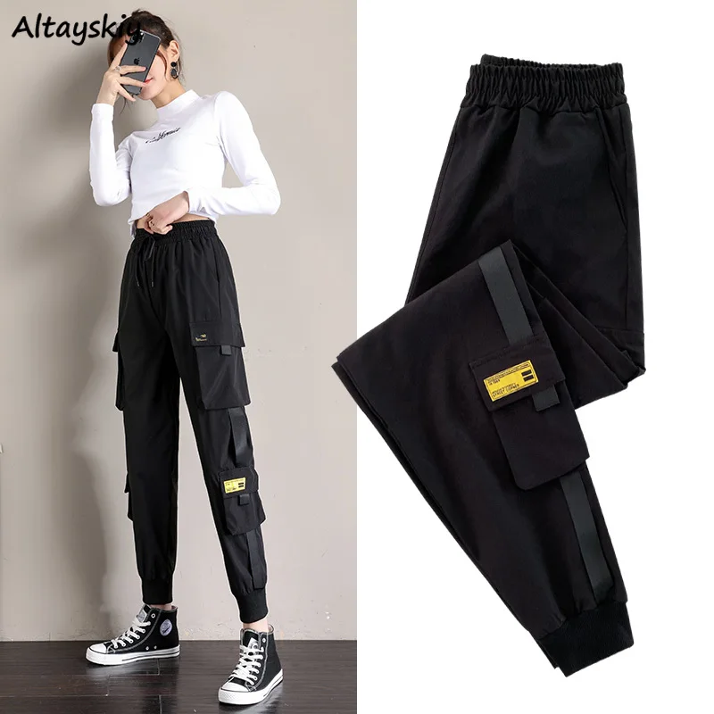 

Women Cargo Pants S-5XL Slim Casual Black Ankle-length Bundle Korean Style Trendy All-match New-arrival High Quality Stylish Ins
