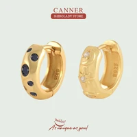 canner 1pc black zirconia%c2%a0 earrings silver 925 earring for women hoop earrings glossy fine jewelry 18k gold accessories wedding