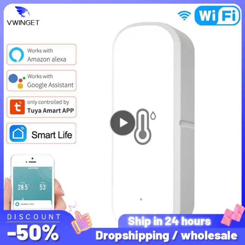 

1~6PCS Temperature And Humidity Sensor Mini Voice Control Temperature Humidity Sensor Mutifunctional Work With Alexa Google Home