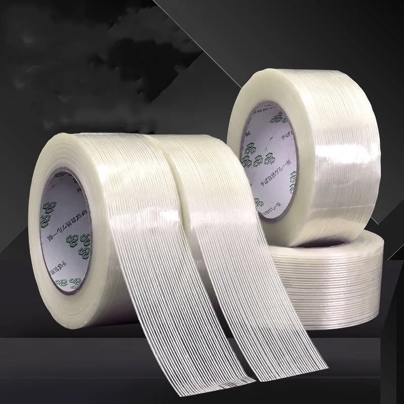 

1pc 50M fiber tape strong glass fiber tape high temperature resistant non-marking single side stripe tape 5MM/10MM/15MM