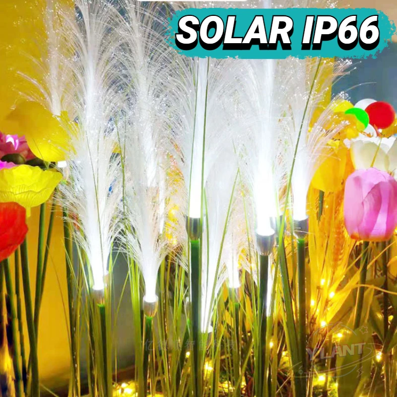 

5 PCS Solar Fiber Optic Reed Lights Ground Outdoor Waterproof Pampas Lights Garden Decoration Lawn and Garden Landscape Lights