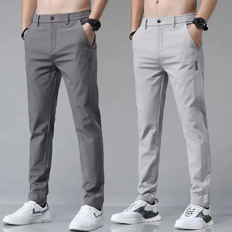 

Весна-Осень 2022, деловые мужские брюки с эластичным поясом, повседневные брюки из матовой ткани, деловые бриджи, мужской костюм