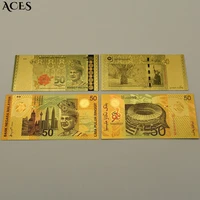 10pcs ringgit malaysia 50m %ef%bc%84gold banknotes non circulating commemorative banknotes coenyerfiet money home decor gift