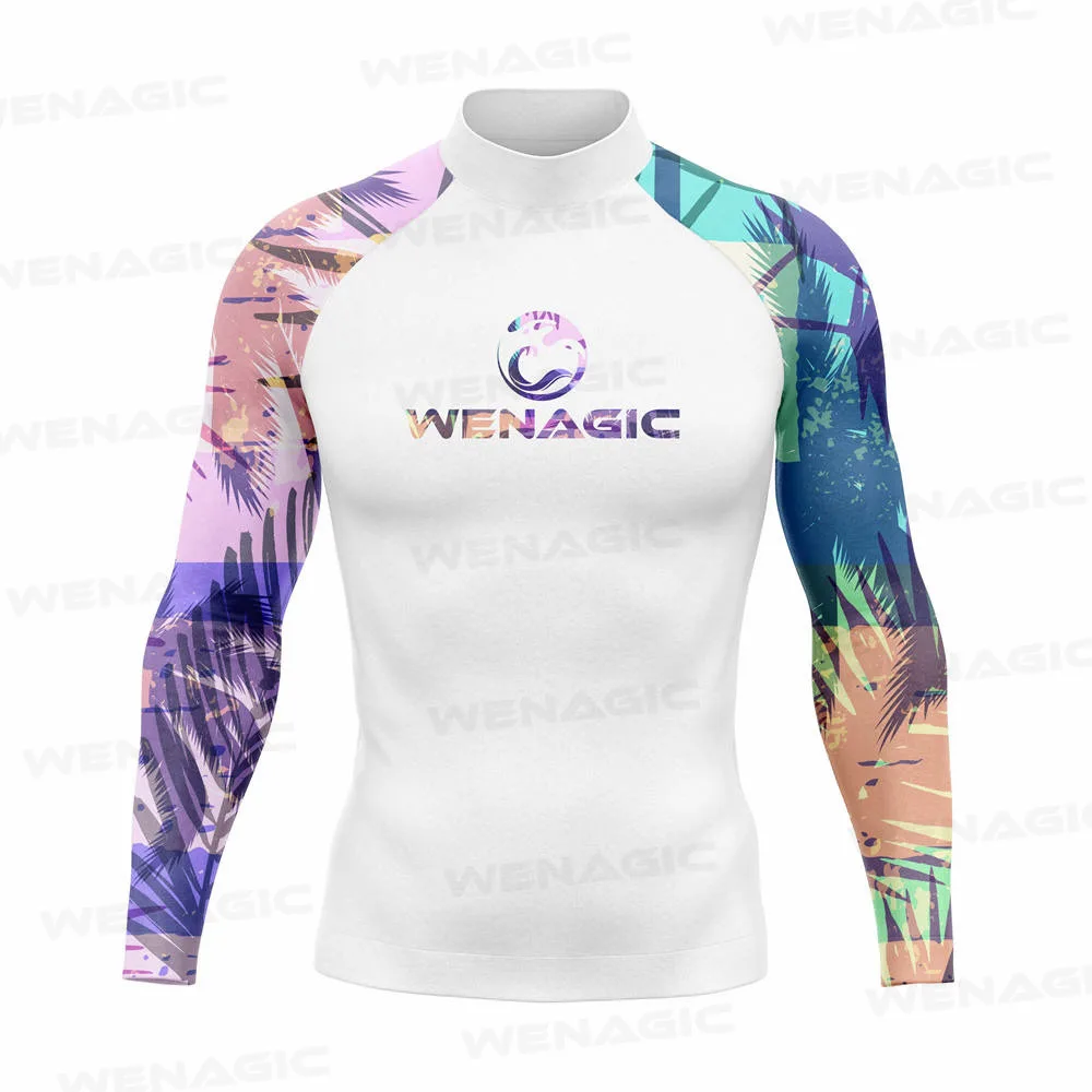 2XS-4XL UV Protection Lycra Rashguard Men Long Sleeve Swimsuit Swim Rash Guard Quick Dry Surf Driving T Shirt For Swimming New