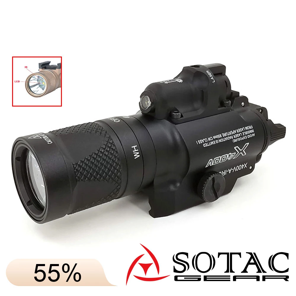 

SOTAC оружия X400V IR Лазерный комбинированный охотничий фонарик, фонарик, подходит для Пикатинни 20 мм рельсовая винтовка, Тактический Телефон