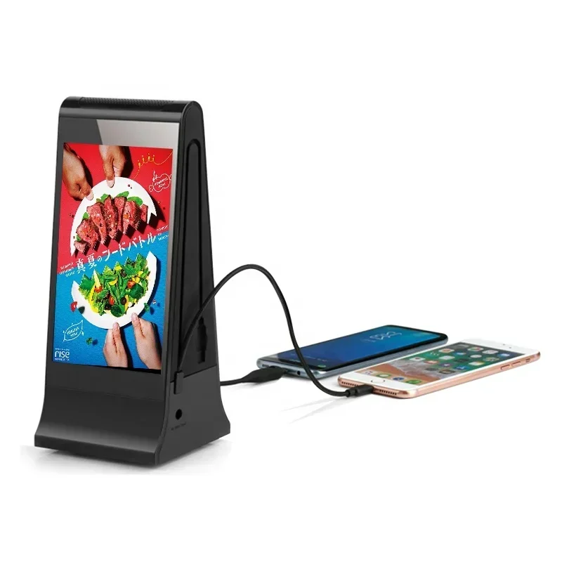

Двойной 8-дюймовый вертикальный интерактивный сенсорный экран Android WiFi меню ресторана рекламный Настольный цифровой рекламный плеер