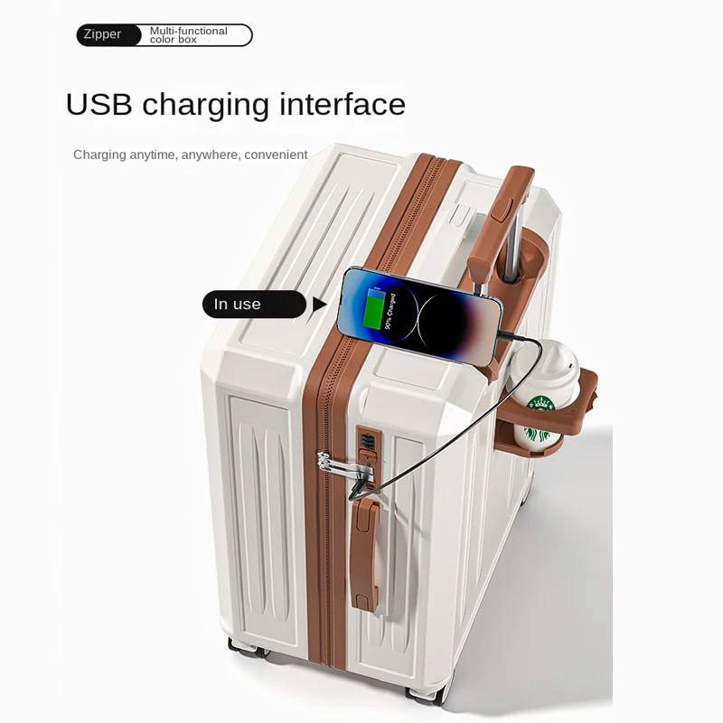 Дорожный чемодан на колесиках с двойным интерфейсом USB Type-C