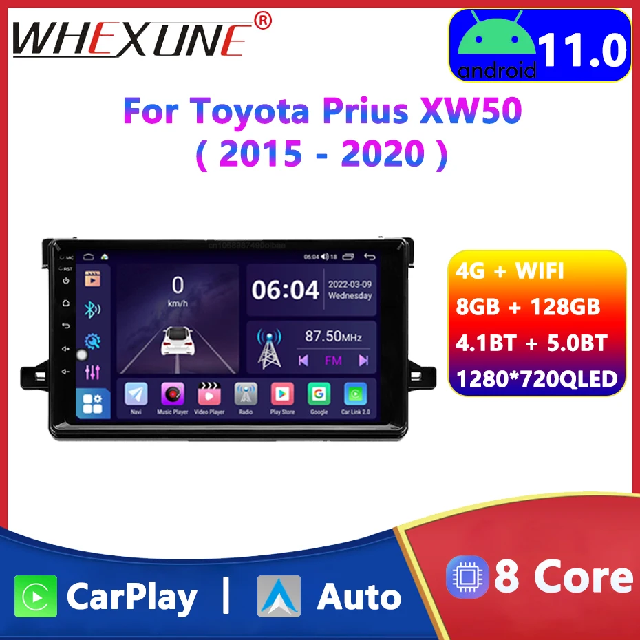 

Автомагнитола для Toyota Prius XW50, мультимедийный видеоплеер на Android 11, с 9 "экраном, GPS-Навигатором, Wi-Fi, для Toyota Prius XW50, 2015-2020, типоразмер 2 Din
