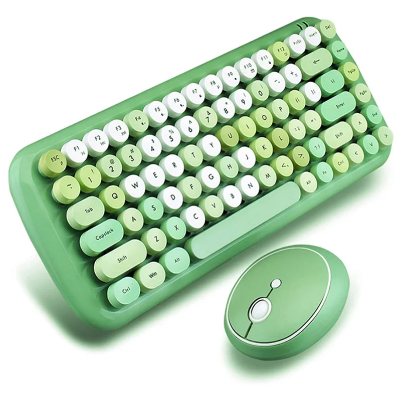 

Russia/Spain/Korea 2.4G Wireless Keyboard Mouse Comb Roud Keycap Keyboard and Mouse Set for Laptop Computer Mixed Candy Color