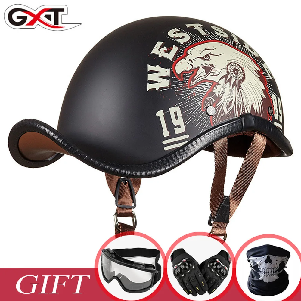 

GXT Retro Motorcycle Helmet Vintage Scooter Half Helmet Casco Moto Helmet Moto Capacete Motorbike Riding Helmets