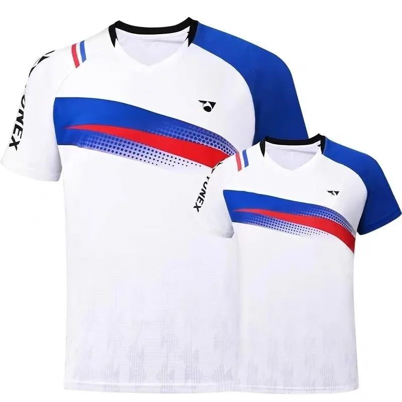 YY badminton T-shirt half sleeve white red quick dry breathable absorbent men and women outdoor sports