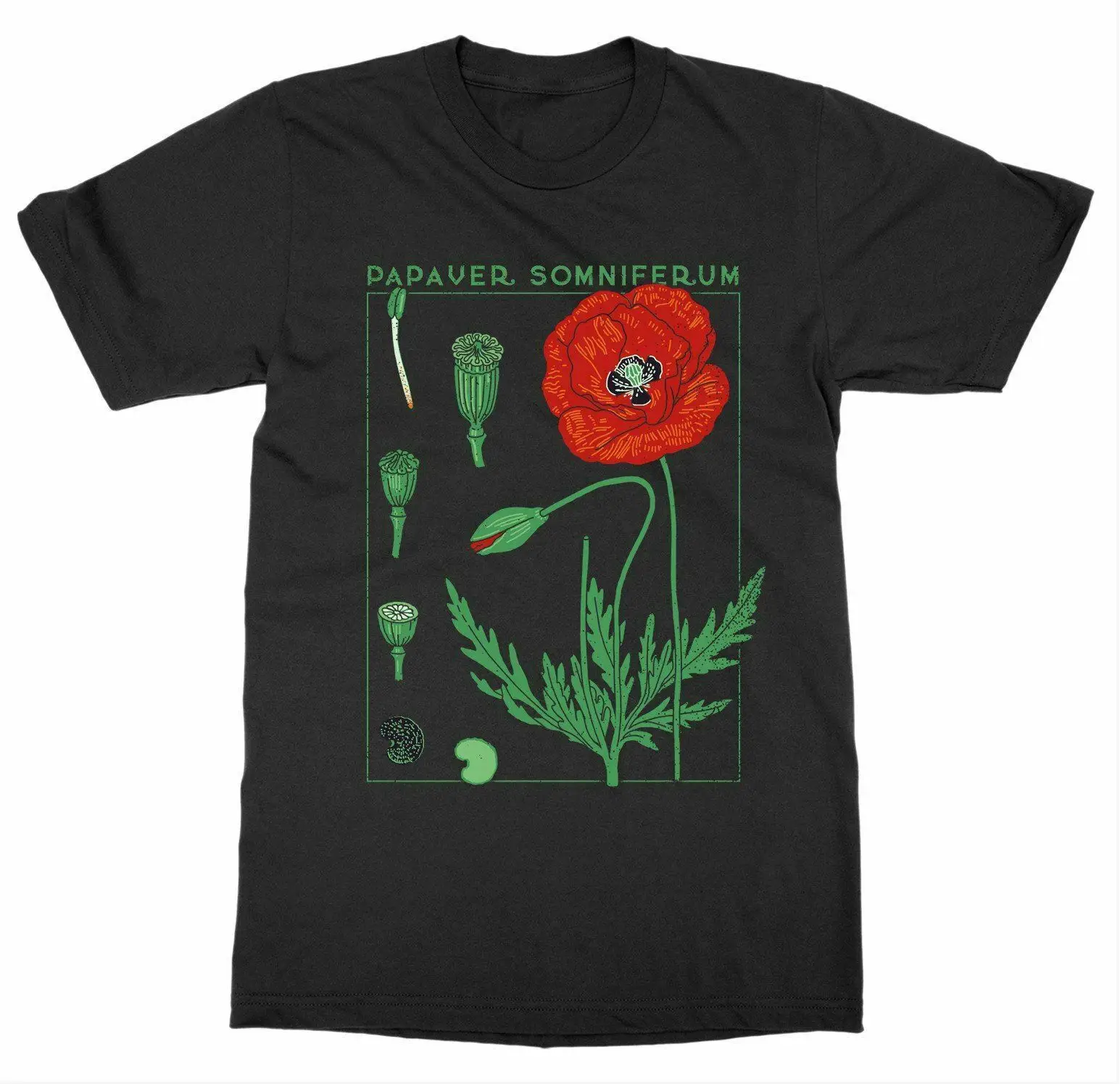 

Botany Botanical Garden Plant Opium Bloom Fruit Grow T-Shirt 100% Cotton O-Neck Short Sleeve Casual Mens T-shirt Size S-3XL