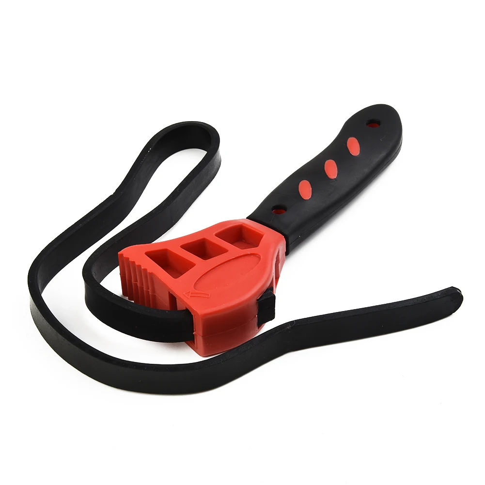 

Adjustable 6in Rubber Strap Wrench Spanner Oil Filter Repair Bottle Opener Tool Brand New And High Quality Rubber Material