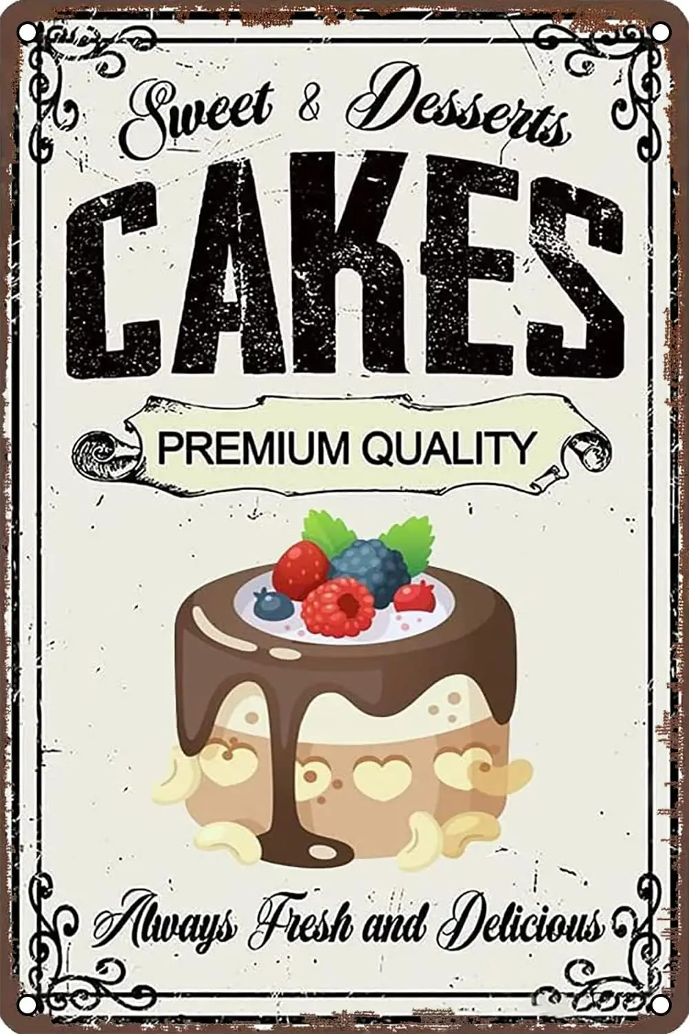 Sweet nd Desses Ckes lwys Fresh Delco Vntge Metl Tn Sgn Ретро Wll Декор для дома Grden Mn Cve Brs Resturnts Cfes Offce Stor