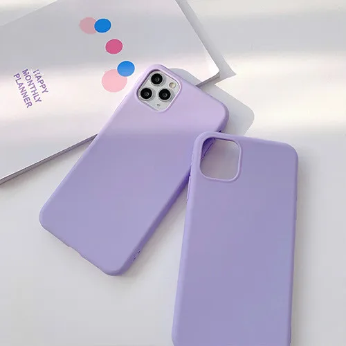 Purple Matte Soft Tpu Phone Case for iPhone 13 12 11 14 Pro Max 7 14Plus X XS Max XR Solid Color Full Protective Case Back Cover