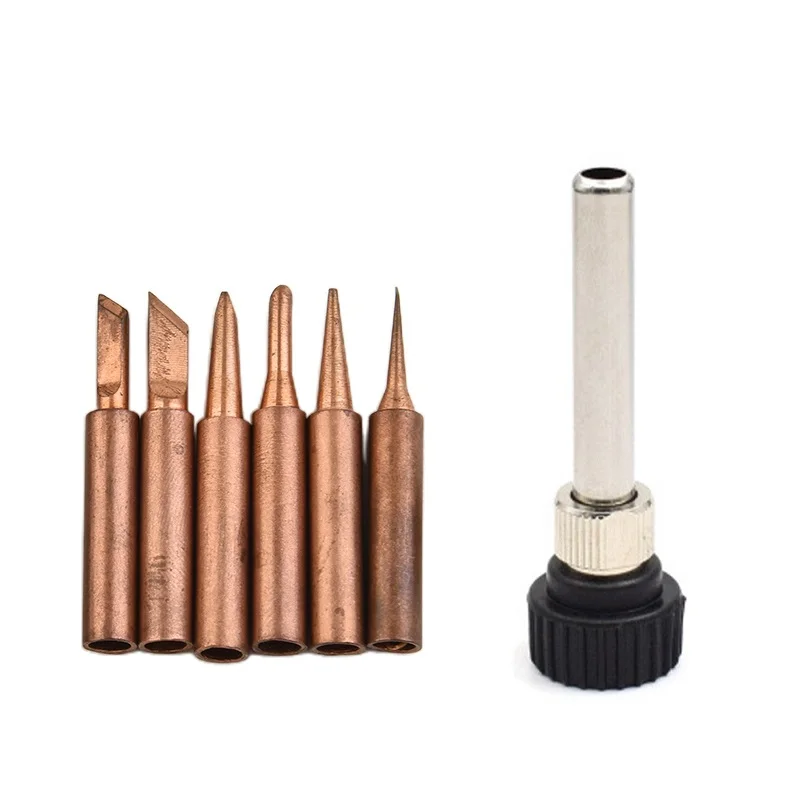 Набор медных наконечников и ручек для паяльника 900M-T 7 шт.