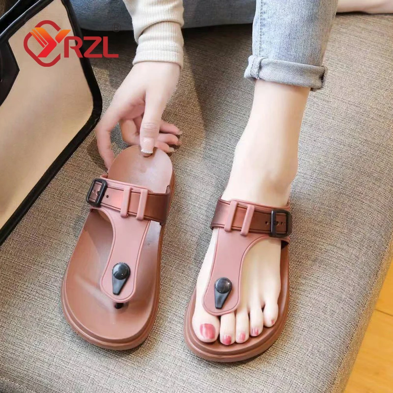 Шлепанцы YRZL женские на платформе летние сандалии мягкой подошве танкетка