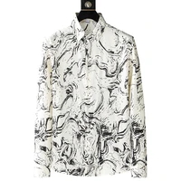 art print mens shirts 2022 long sleeve loose casual shirt fashion lapel tops social party streetwear party tuxedo men clothing