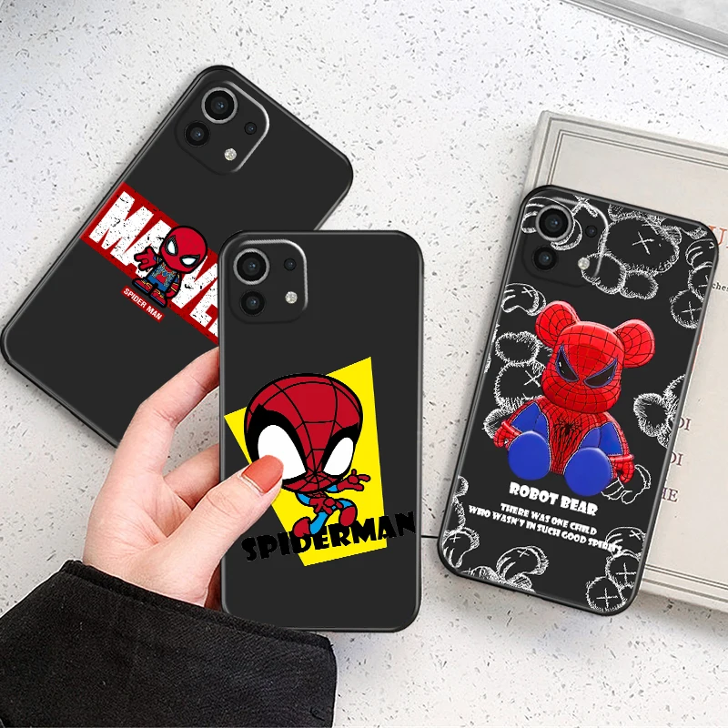 

Marvel Cartoon Spiderman Phone Case For Xiaomi Mi 11 Mi 11 Lite Mi 11 Pro Mi 11 Ultra 5G Coque Soft Carcasa Liquid Silicon