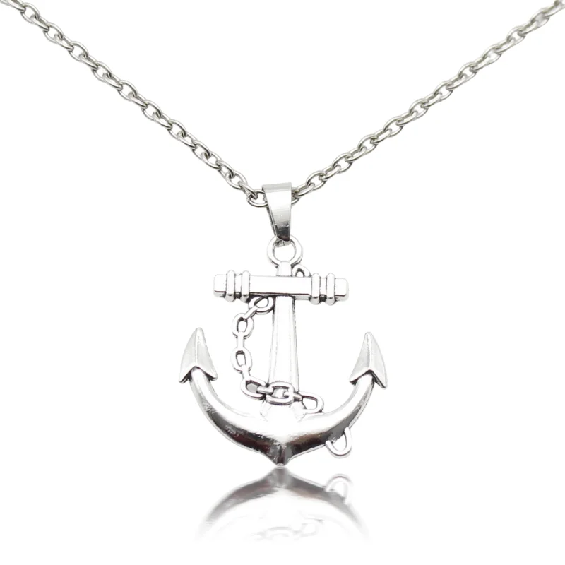 

Men and Women Stainless Steel Sailor Anchor Pendant Chain Necklace Personality Metal Alloy Fashion Retro Jewelry Gift