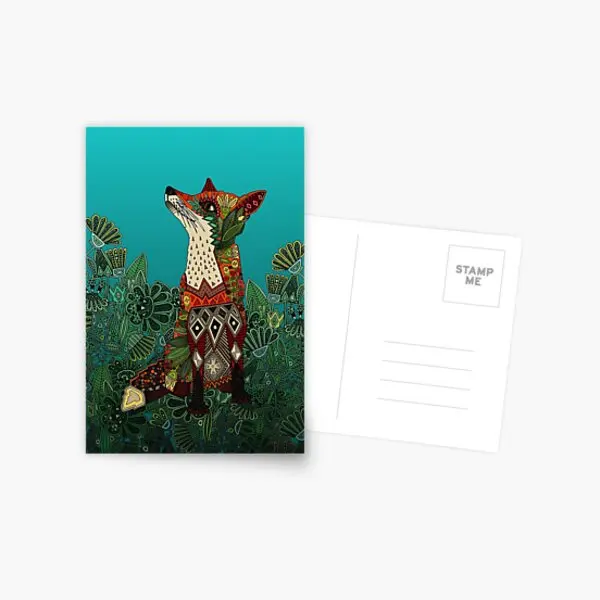 

Открытка с изображением лисы и цветов, модная открытка с мультяшным рисунком героев мультфильмов, подарок в стиле модерн и эстетики, стильн...