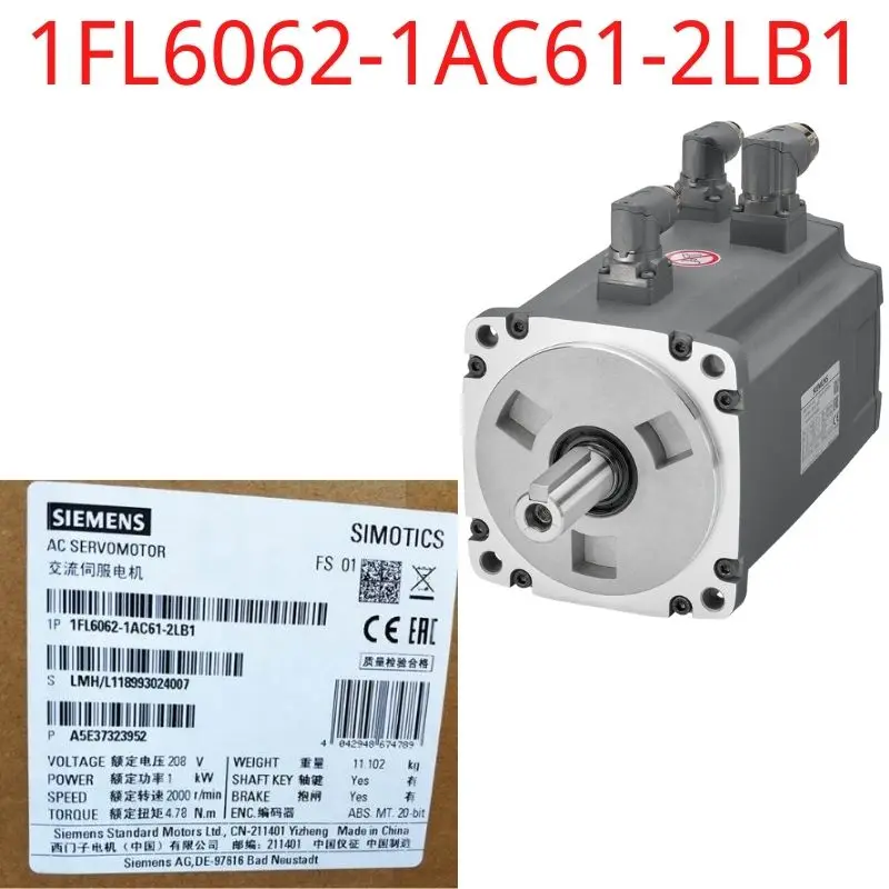 

1FL6062-1AC61-2LB1 Brand New SIMOTICS S-1FL6-1FL6 Operating voltage 3AC 400 V Pn=1 kW; Nn=2000 rpm M0=6 Nm; MN=4.78 Nm