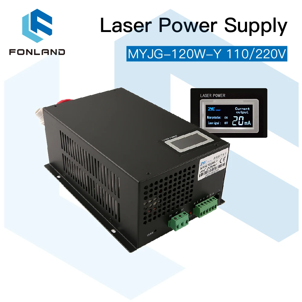 FONLAND 120W Laser Power Supply Source MYJG-120W 110/220V With Display Screen for Co2 Laser Tube Cutting Machine Source