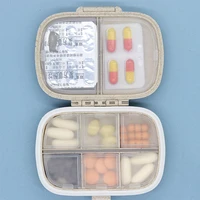 8 grids tablet organizer travel pill box with sealed ring small tablet box wheat straw medicine container organizer box