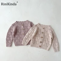 2022 autumn children clothes girl cardigan solid color hollow out coat children knitted cardigan baby korean top