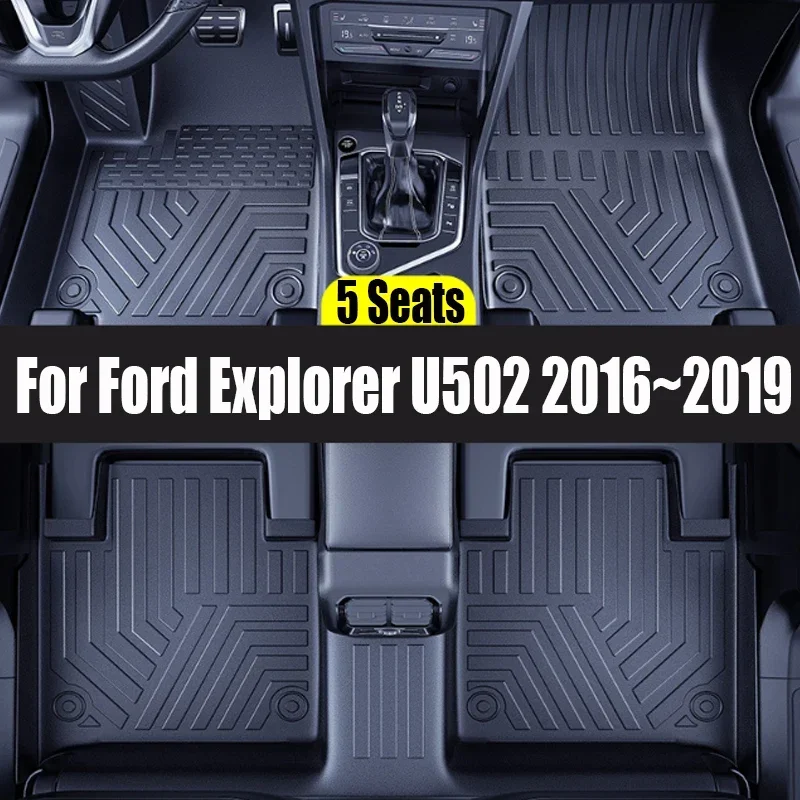 

Для Ford Explorer U502 2016 2017 2018 2019 5 мест 7 мест TPE напольные коврики всепогодные TPE для ног без запаха авто поднос водонепроницаемые детали