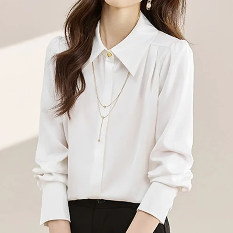 Женская Офисная рубашка с отложным воротником модная женская блузка женские