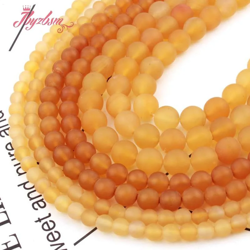 

6,8,10mm Round Yellow Agates Bead Frost Matte Natural Stone Beads For DIY Necklace Bracelet Jewelry Making Spacer Strand 15"