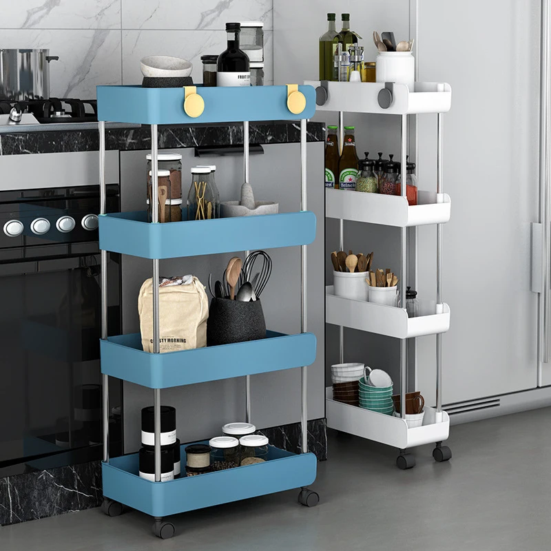 

2/3/4 Household Storage Racks With Bathroom Organizer Gap Shelves Holders Side Fridge Shelf Rack Cart Layer Wheels Shelf Kitchen