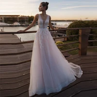 vintage wedding dress sashes buttons tulle sleeveless exquisite appliques a line mopping gown vestido de novia for women