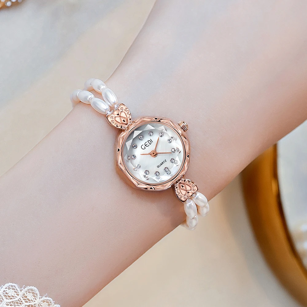 Luxury Women's Watch Quartz Simulated Pearl Rhinestone Elegant Lady Wristwatch Bracelet Watches Gifts Relogio Masculino New 2023