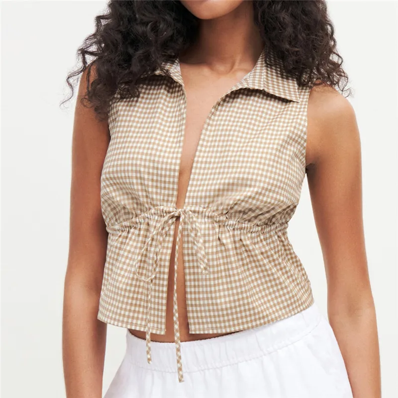 Женские полосатые рубашки Gaono Y2k с баской топы бантом спереди милый жилет