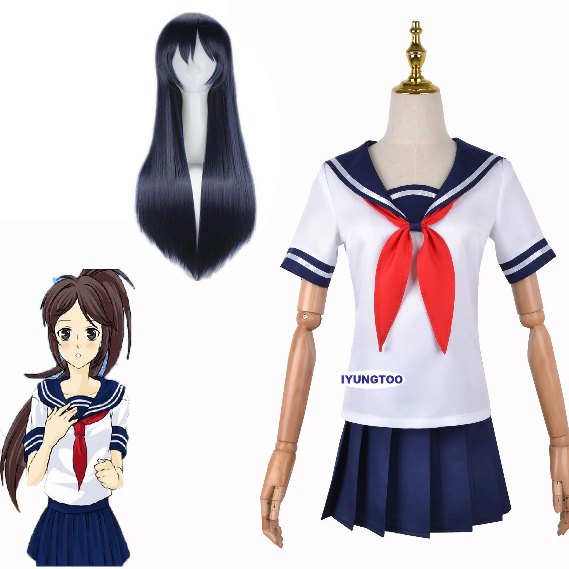 

Игровой симулятор yдругих игр Ayano Aishi косплей костюм парики Jk школьная сексуальная форма женская верхняя юбка с коротким рукавом матросский ...