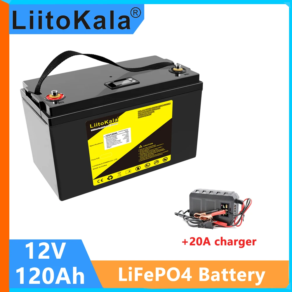 

LiitoKala 12.8V 100Ah 120Ah LifePo4 Battery Pack 12V Rechargeable Battery Pack Lithium Iron Phosphate Lifepo4 Solar Cell tools