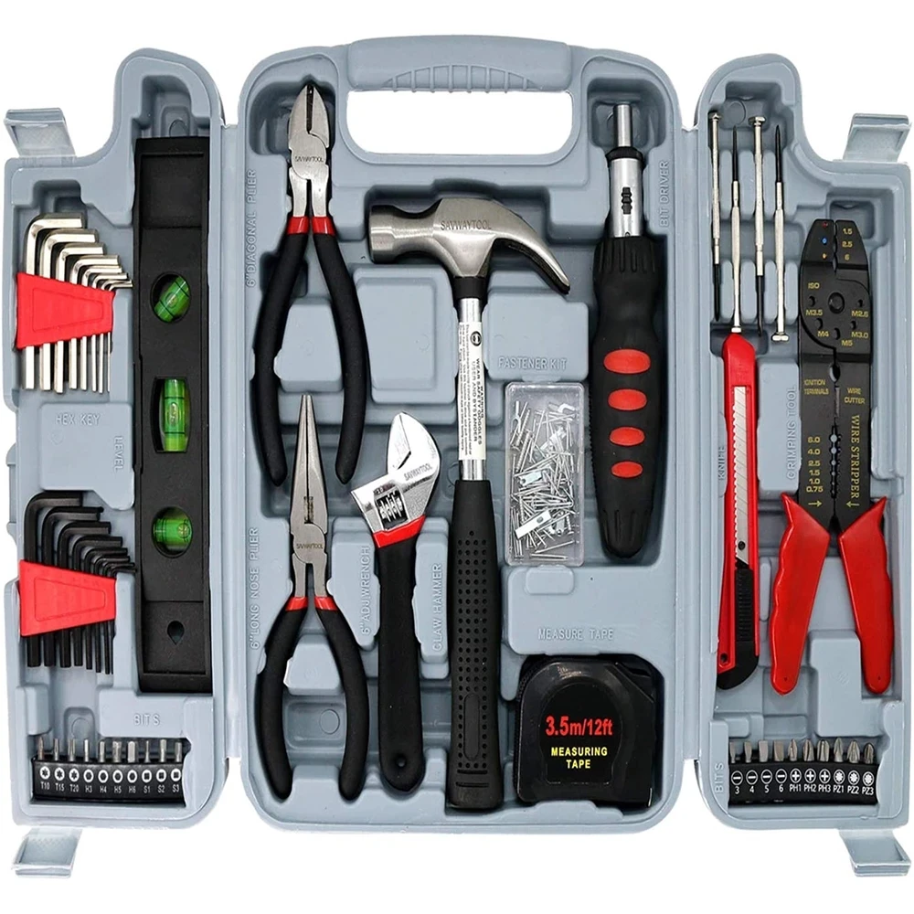 

New low price Household Tool Kit 122 Piece Home Auto Repair Hand Tool Set Mixed Tool Set Tool box Wall Plate