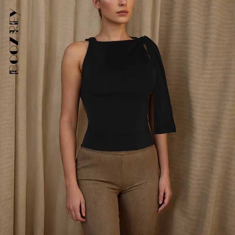 BoozRey 2024 модный бандажный укороченный Топ для женщин белый без рукавов Тонкий