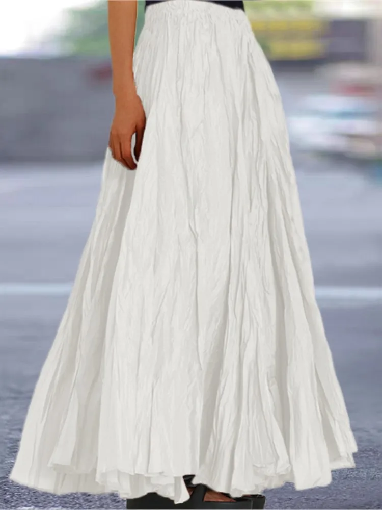 Женская Однотонная юбка свободная трапециевидная в простом стиле весна-лето 2024