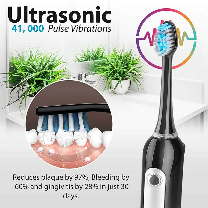

- Ultrasonic Wave Reable Toothbrush with Automatic Charging Dock Base, Ultra Quiet Operation (Black) Travel toothbrush Toothb